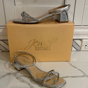 Badgley Mischka Silver Strappy Heels